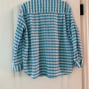 Trovata Blue and White Gingham Button-Front Shirt